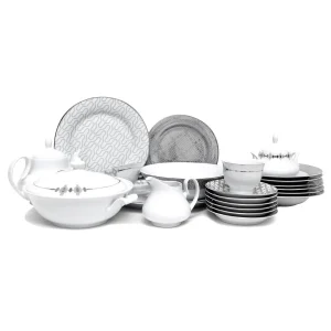 45Pcs Dinner Set (Silver Chevron)