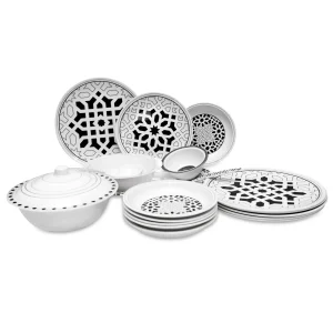 30PCS 6 Person Dinner Set Geometric Black