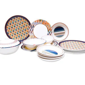 30PCS 6 Person Dinner Set Coloured Chevron