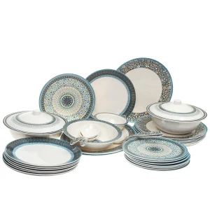 43PCS 8 Person Dinner Set Blue Mosaic